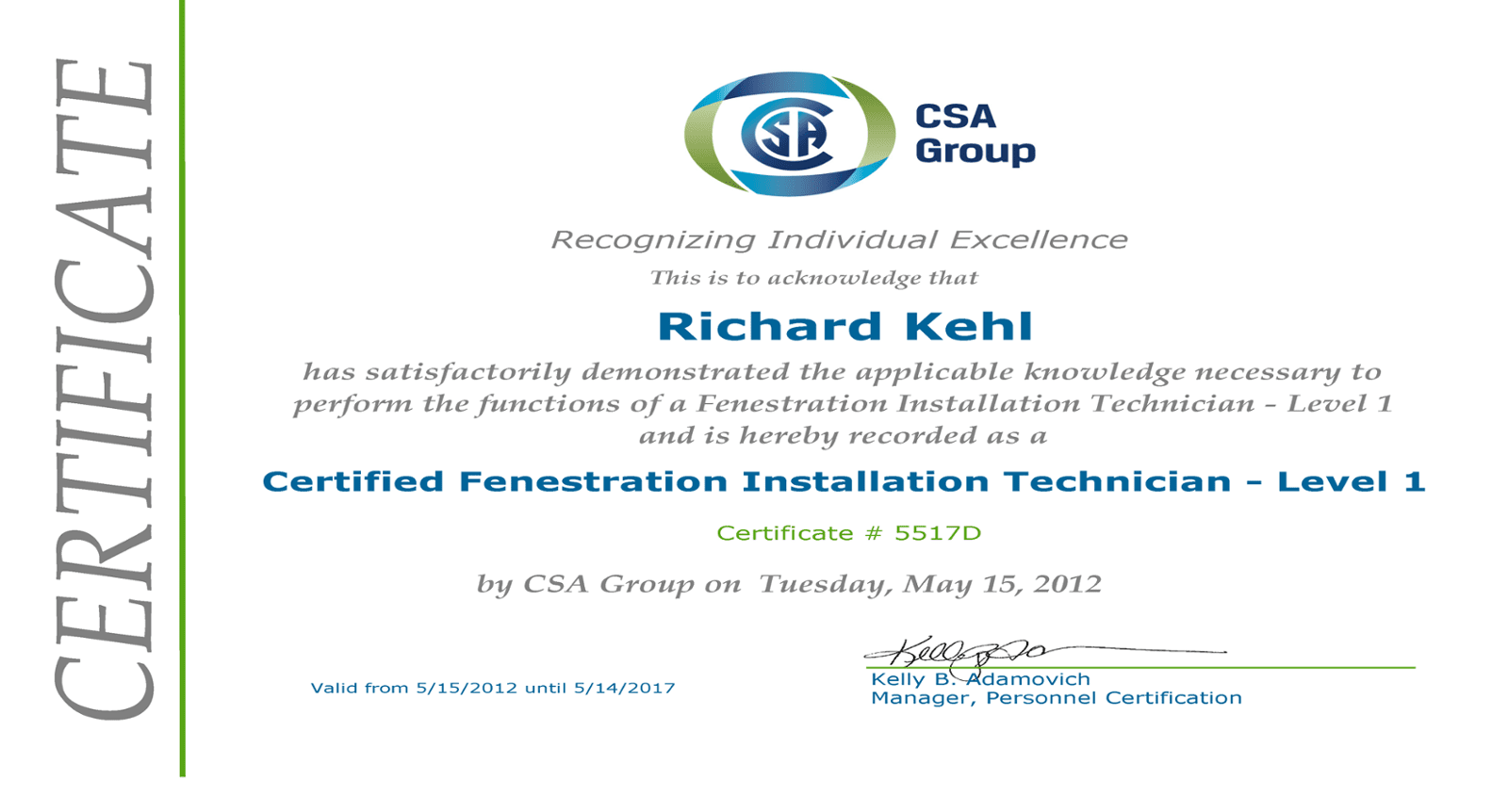 fenestration certification